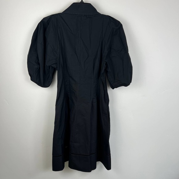 KHAITE Carlina Black Short Puff Sleeve Button Front Dress Womens Size: 12 - Picture 4 of 11
